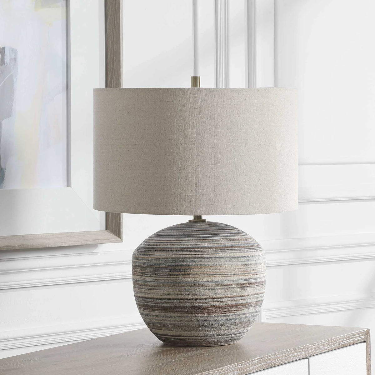 Striped Ceramic Accent Lamp
