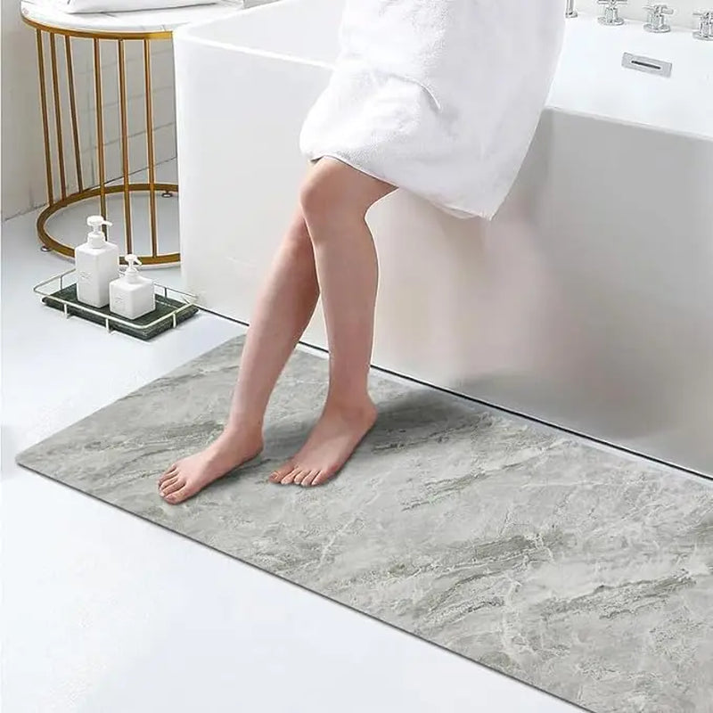 Quick-Dry Rubber Bath Mat | Nano-Porous Non-Slip Waterproof Backing, Cuttable to Fit | 4 Designs, 3 Sizes