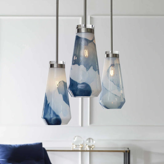 Blue & White 1 Light Mini Pendant