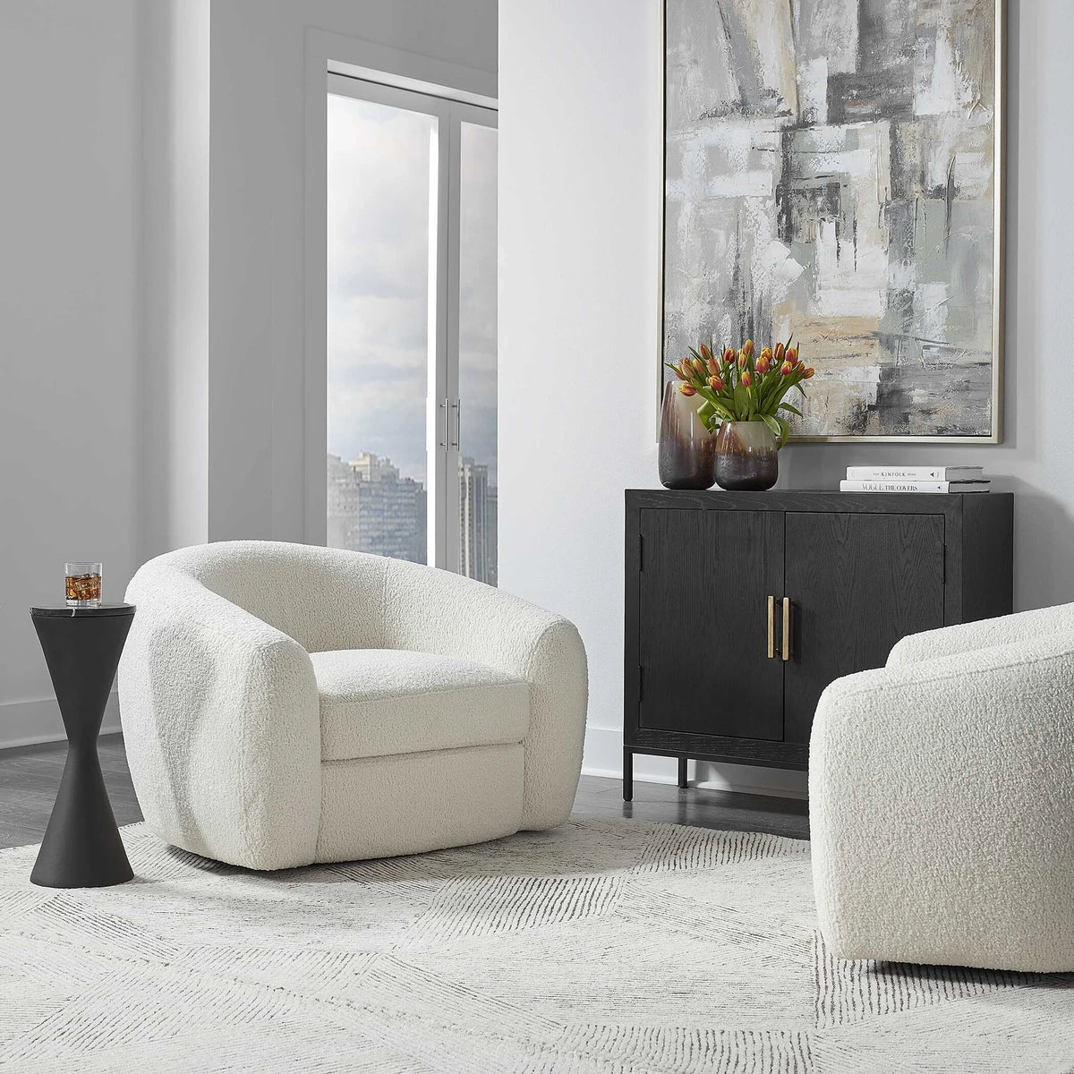 Art Deco White Swivel Chair