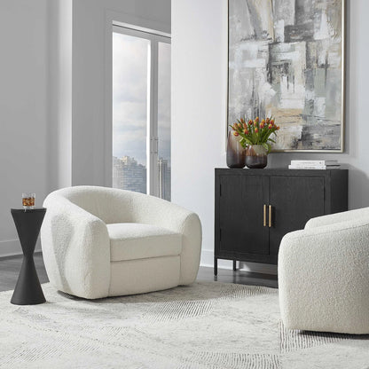 Art Deco White Swivel Chair