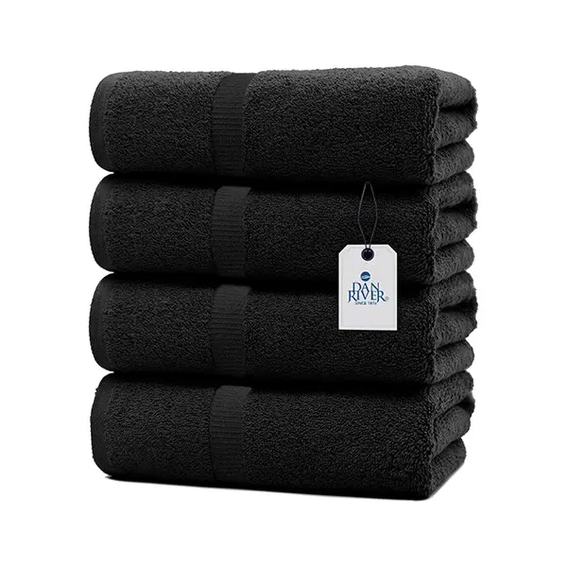 Indulge in Luxury: DAN RIVER Unisex 100% Cotton 4-Piece Bath Towel Set - Ultra-Soft, Lightweight, and Fade-Resistant for Everyday Comfort