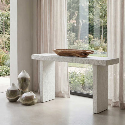 Indoor-Outdoor Limestone Console Table