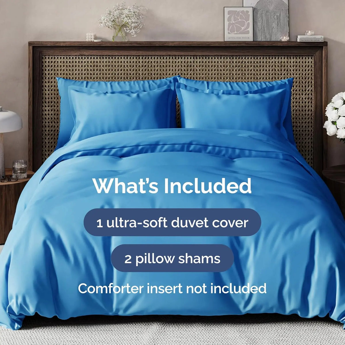 Double-Brushed Duvet Cover Set | Hidden Zipper & Corner Ties, Pillow Shams Included | 18 Colours, Twin to King