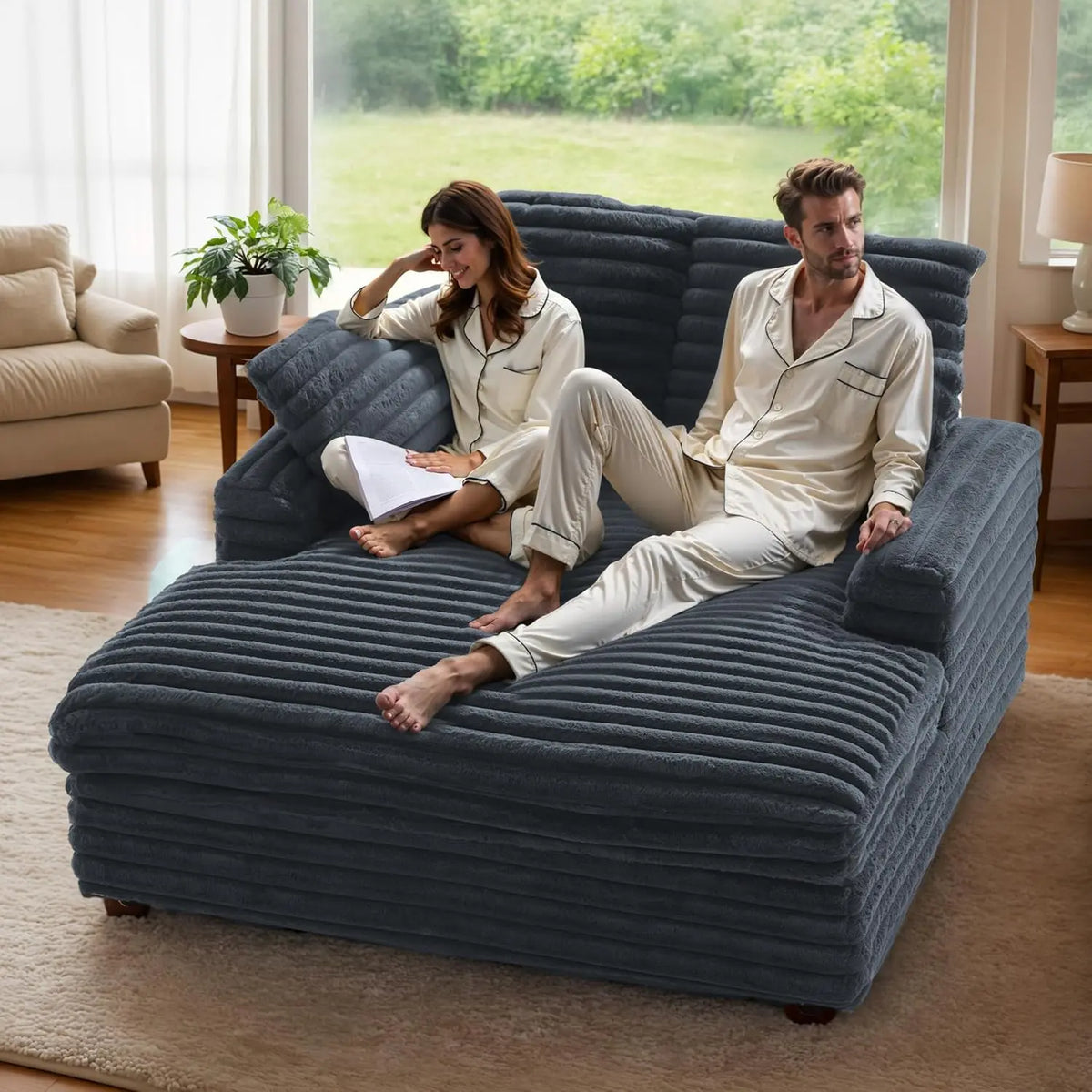 Experience Ultimate Comfort with the Amopatio Oversized Cloud Couch Bed – Fluffy Upholstered Sleeper Loveseat for Two with Reclining Backrest and Cozy Armrests