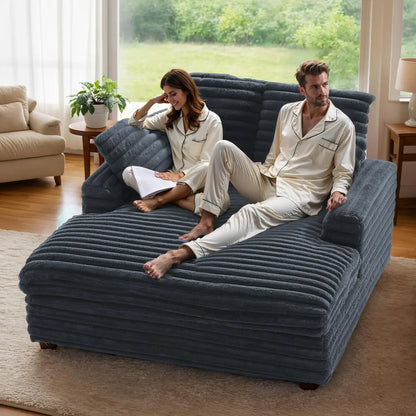 Experience Ultimate Comfort with the Amopatio Oversized Cloud Couch Bed – Fluffy Upholstered Sleeper Loveseat for Two with Reclining Backrest and Cozy Armrests