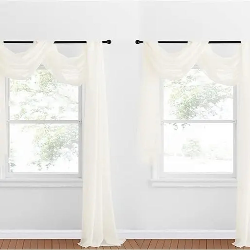 Nicetown 216-Inch Extra Long Sheer Voile Window Scarves - Set of 2 Soft Curtains for Home Decor and Event Styling