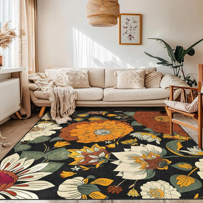 Tyrot Botanical Floral Washable Area Rug | Non-Slip Soft Boho Print in Four Designs | Sizes 2×3 to 8×10