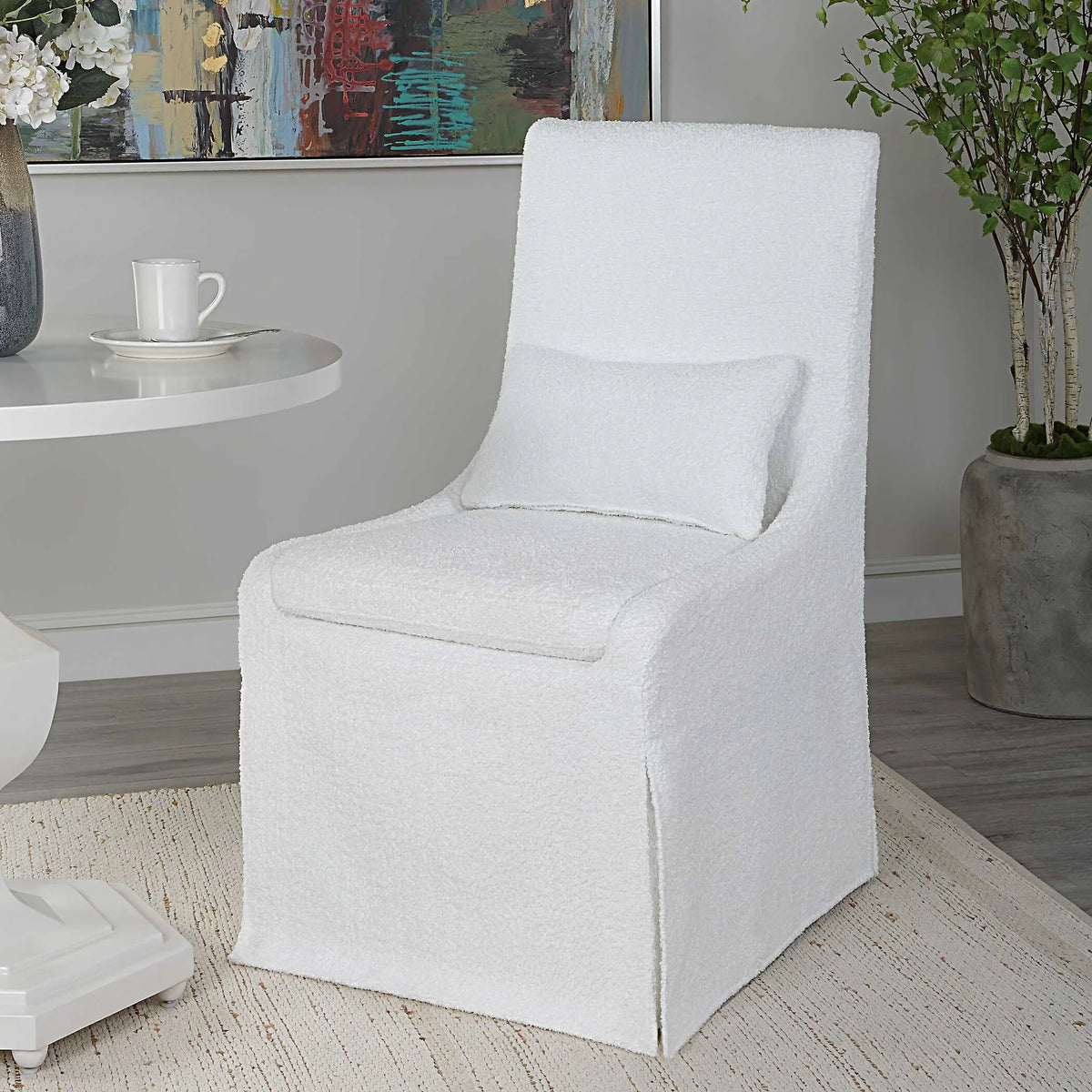 White Linen Armless Chair