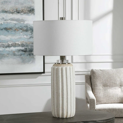 White Crackle Table Lamp