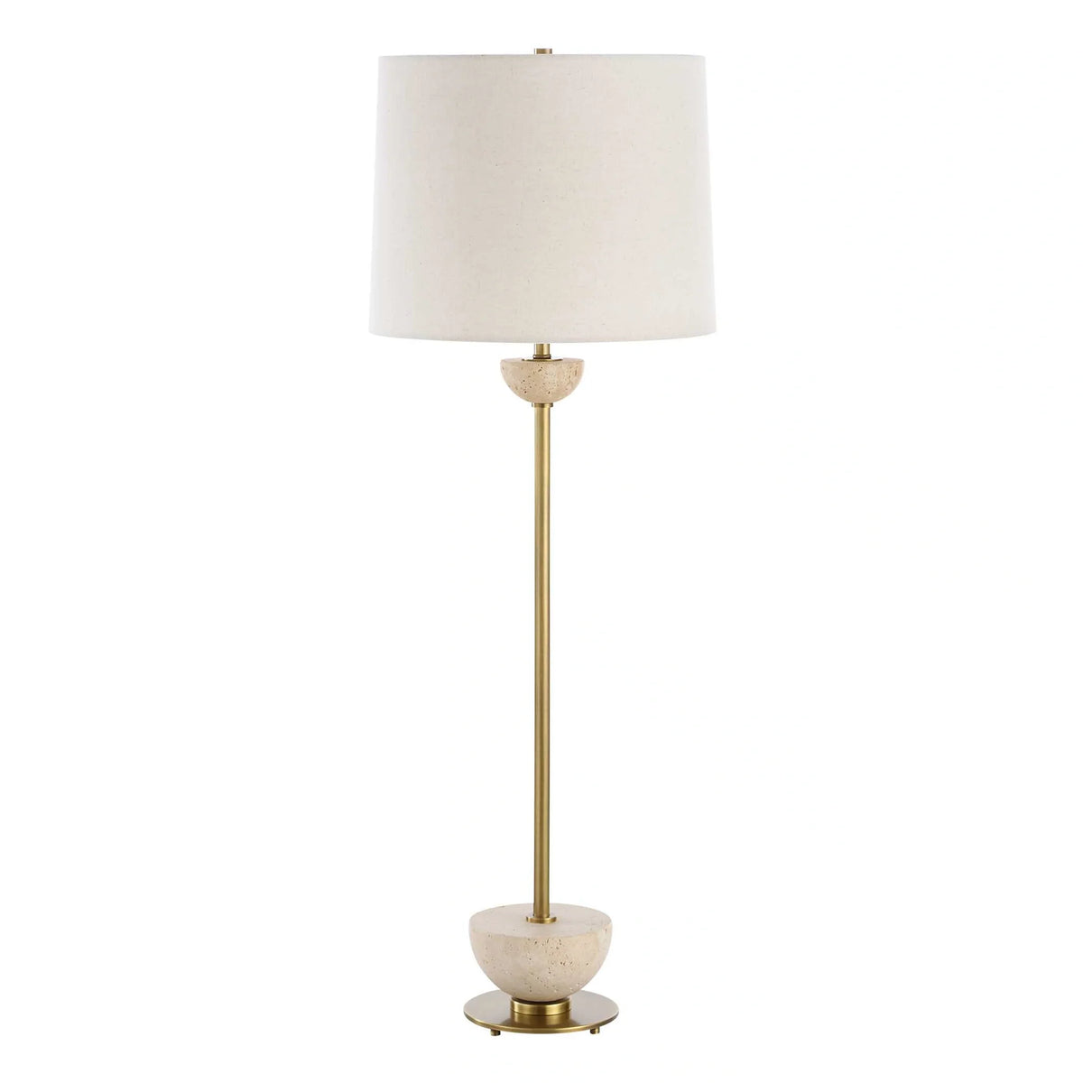Brass Travertine Buffet Lamp