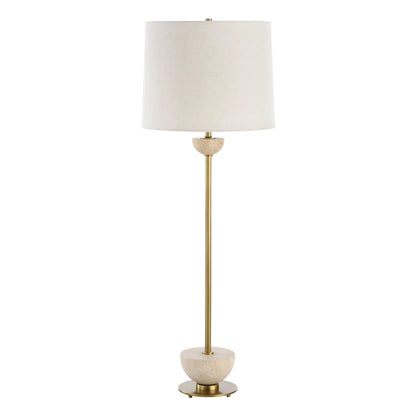 Brass Travertine Buffet Lamp