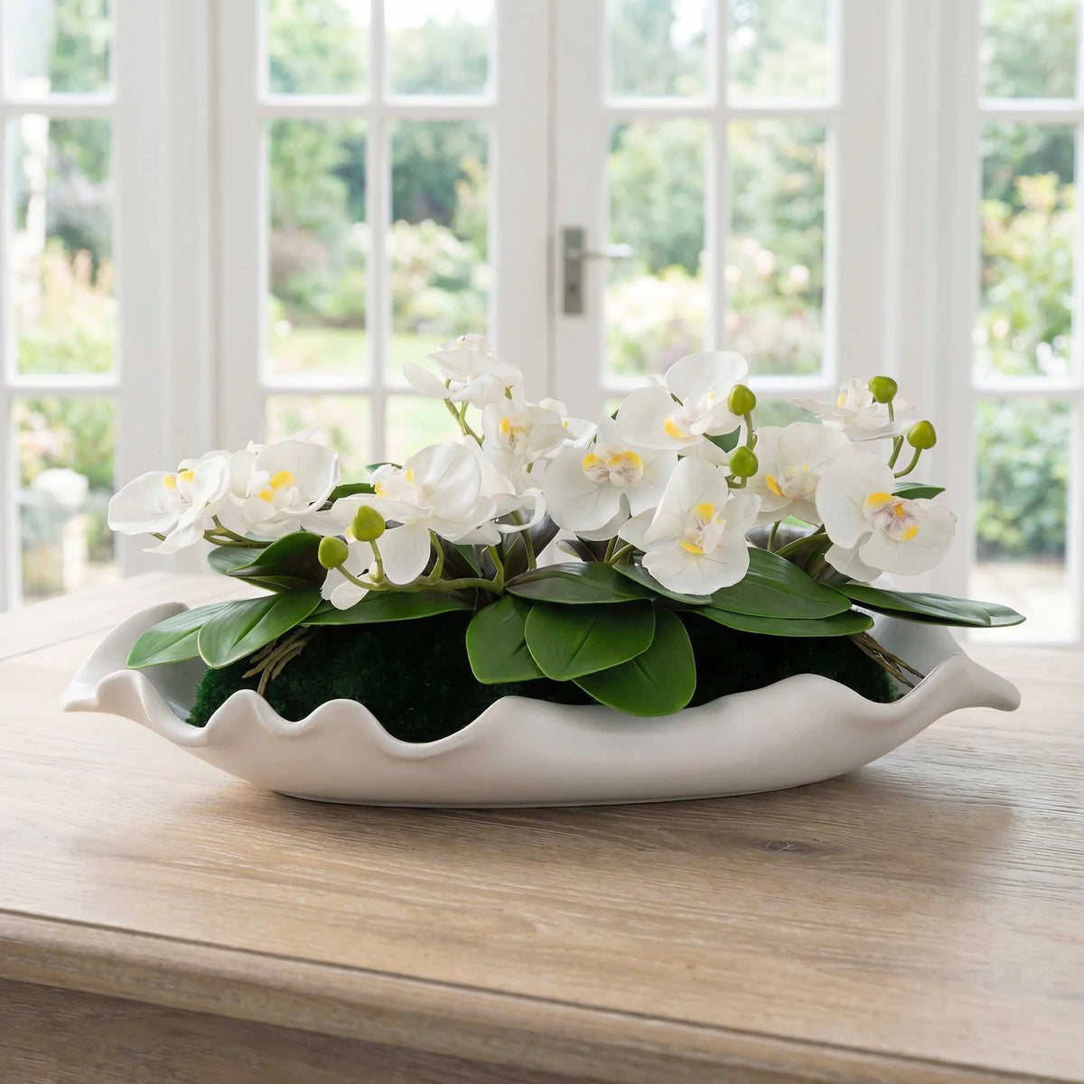 Faux Orchid Centerpiece with Bowl