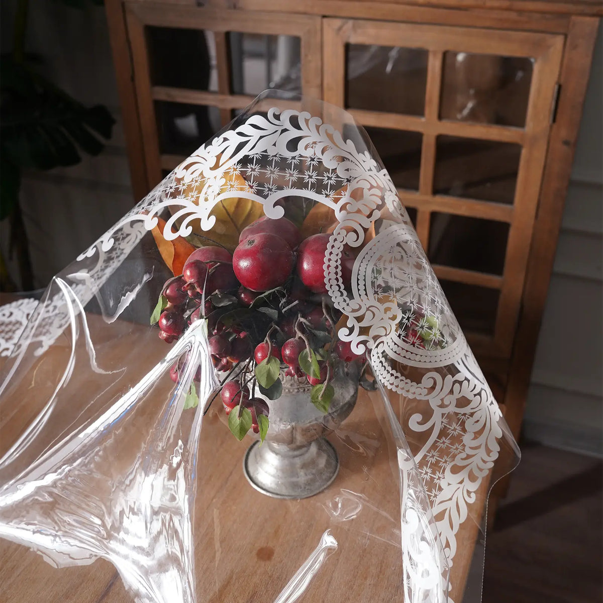 Protect Your Dining Experience with the Artbloss Vintage Clear Table Cover - Oilspill Proof PVC Tablecloth