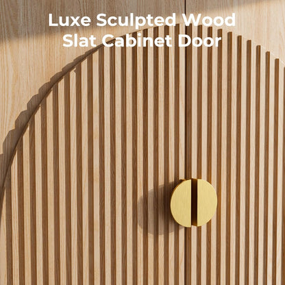Large Cat Litter Box Enclosure with Storage - Fluted Design and Adjustable Features in Natural Finish