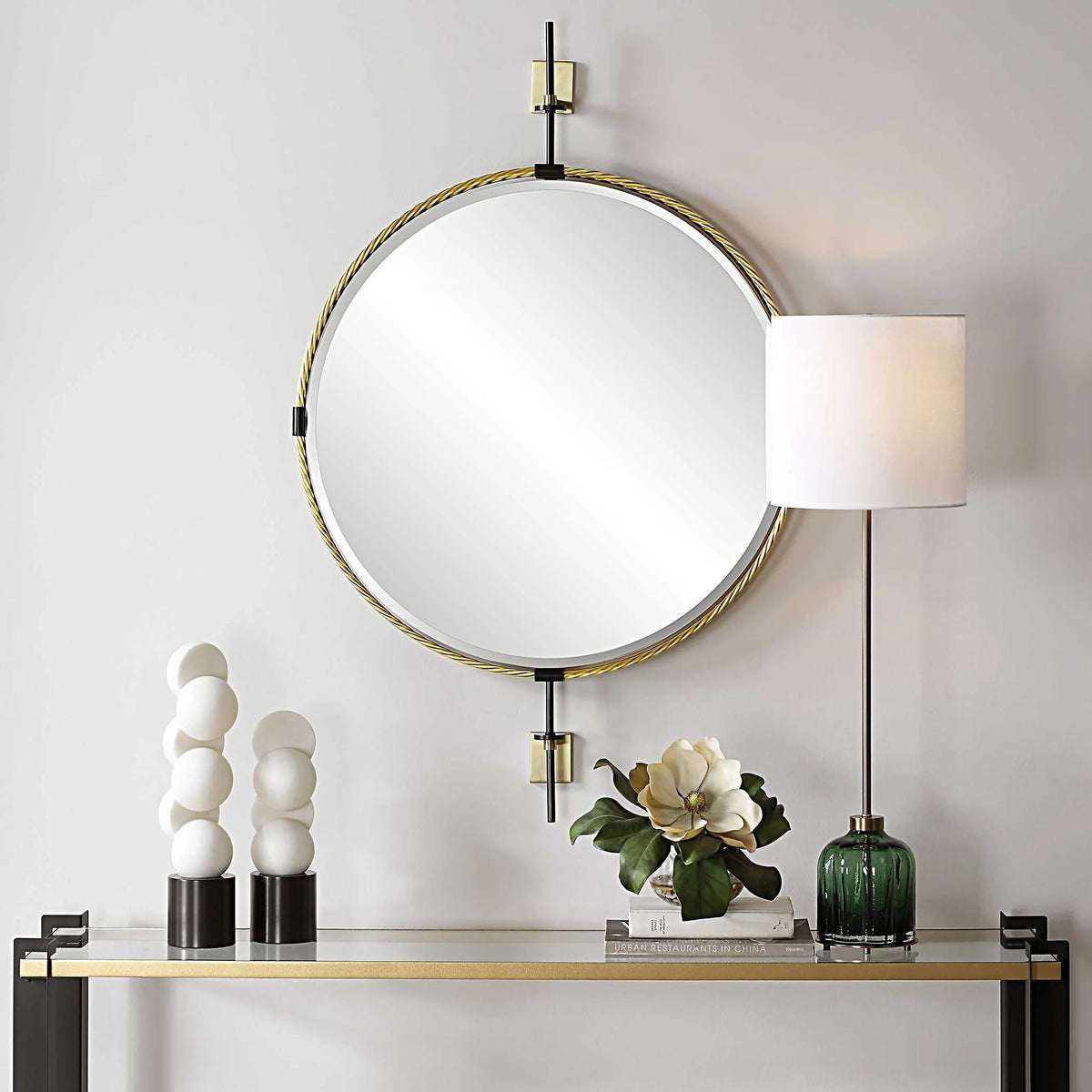 Double Twisted Iron Round Mirror