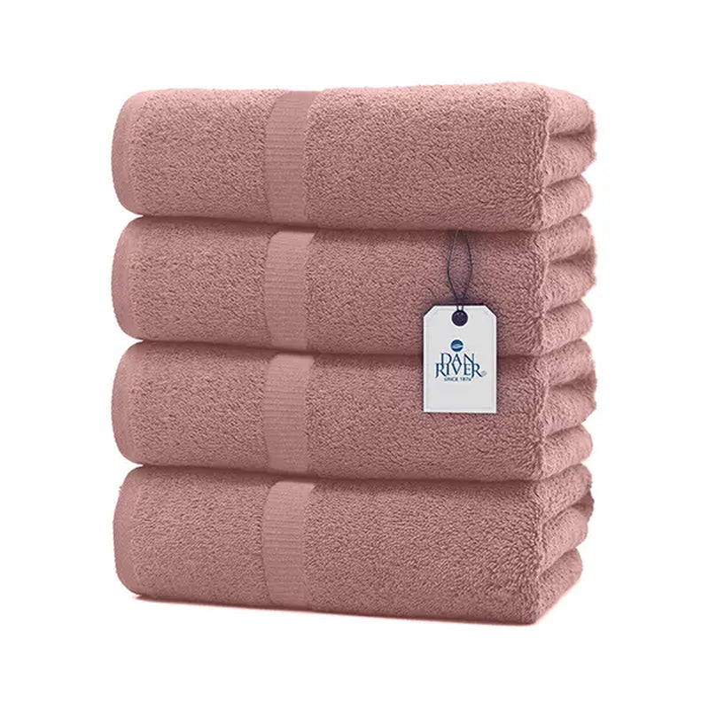 Indulge in Luxury: DAN RIVER Unisex 100% Cotton 4-Piece Bath Towel Set - Ultra-Soft, Lightweight, and Fade-Resistant for Everyday Comfort