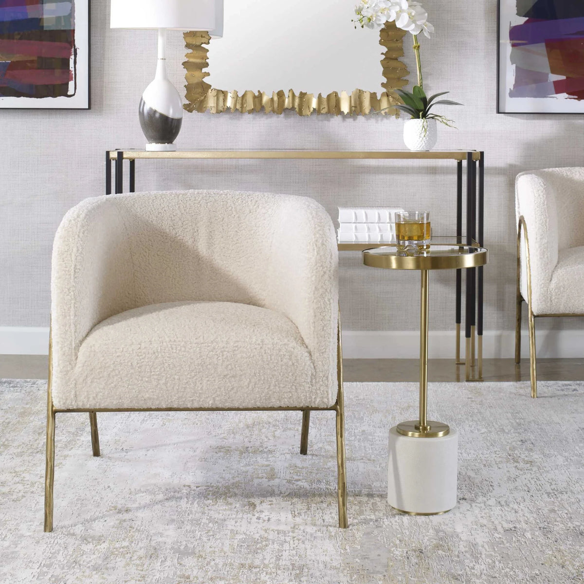 Boucle Barrel Accent Chair