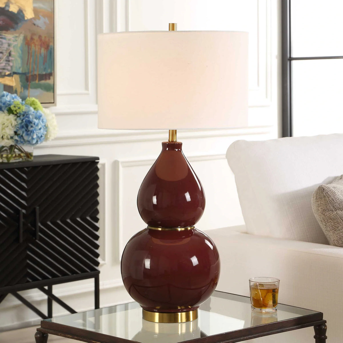 Burgundy Ceramic Table Lamp