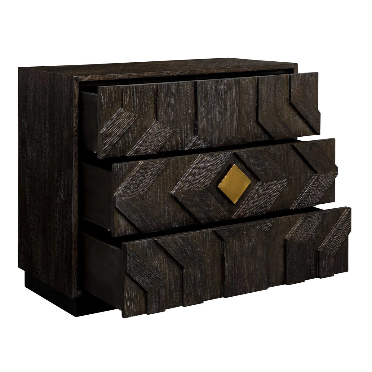 Chevron Oak 3-Drawer Chest
