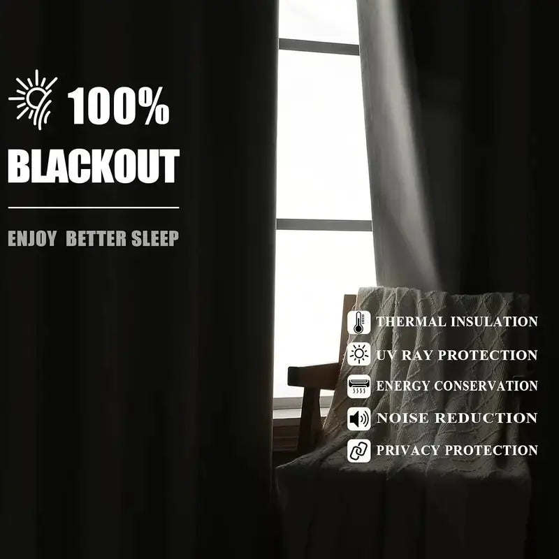 4-Panel Blackout Curtain Set | Thermal Insulated, Rod Pocket | For Wide Windows or Two Standard Windows