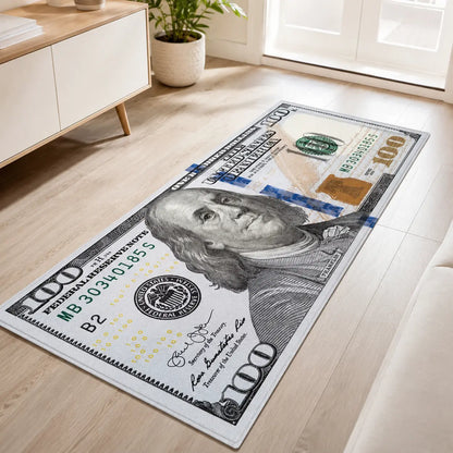 Aisoon 100 Dollar Bill Print Area Rug - Durable, Non-Slip, and Stain-Resistant Indoor Decorative Rug in Two Sizes for Entryways and Bedrooms