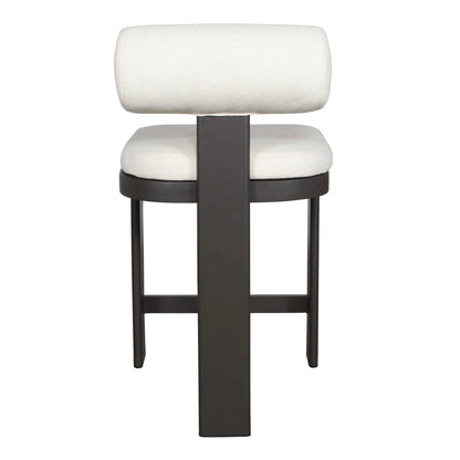 White Bolster Back Outdoor Counter Stool