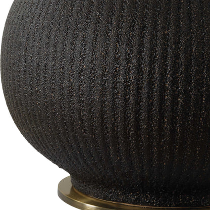 Black Glaze Ribbed Table Lamp
