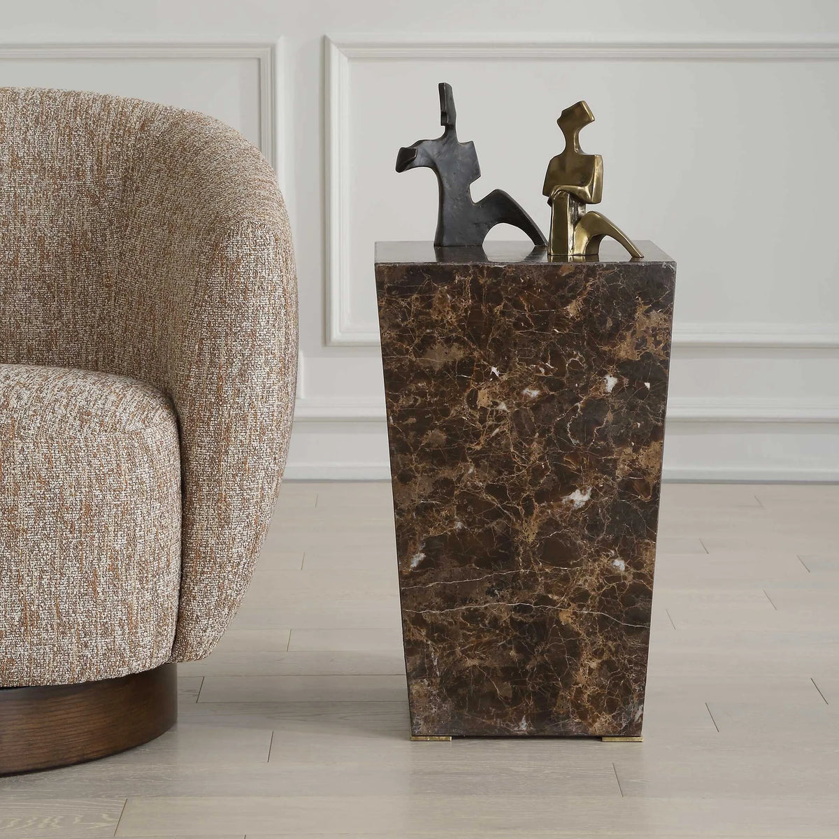 Emperador Brown Marble Accent Table