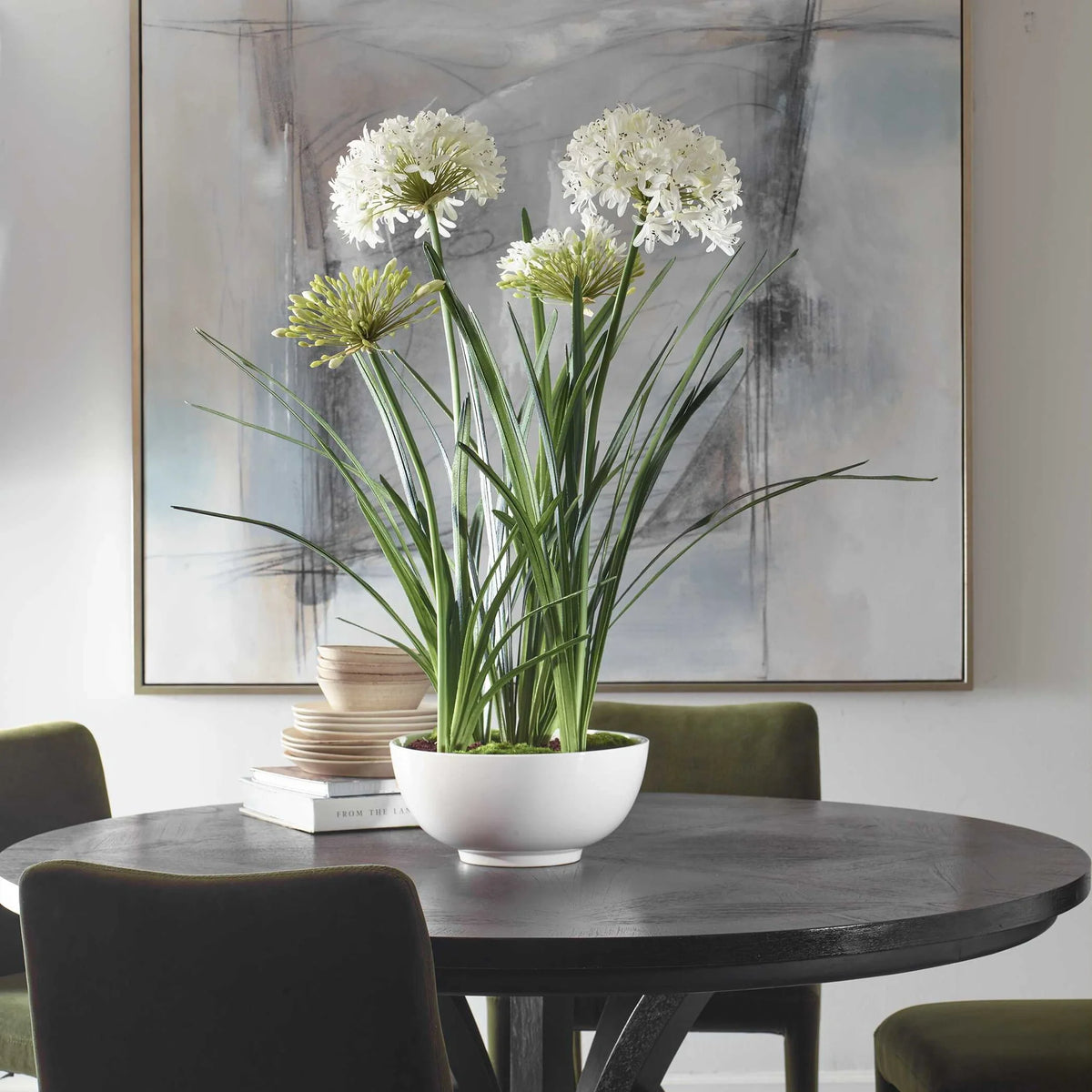 Faux Agapanthus Centerpiece
