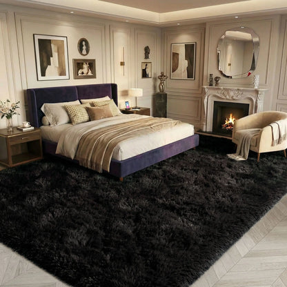 Black Soft Fluffy Shag Area Rug