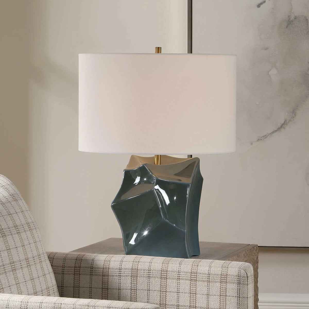 Faceted Smoky Bronze Table Lamp