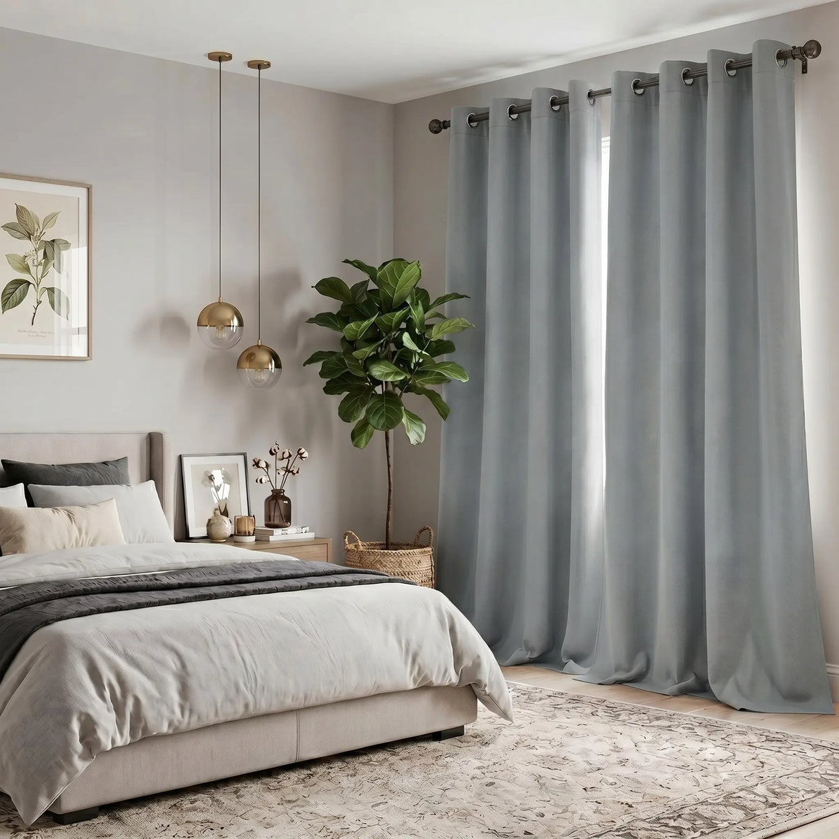 Luxurious 2-Panel 52"x84" Grommet Blackout Curtains - Thermal Insulated, Noise Reducing Drapes for Ultimate Comfort in Your Bedroom or Living Room