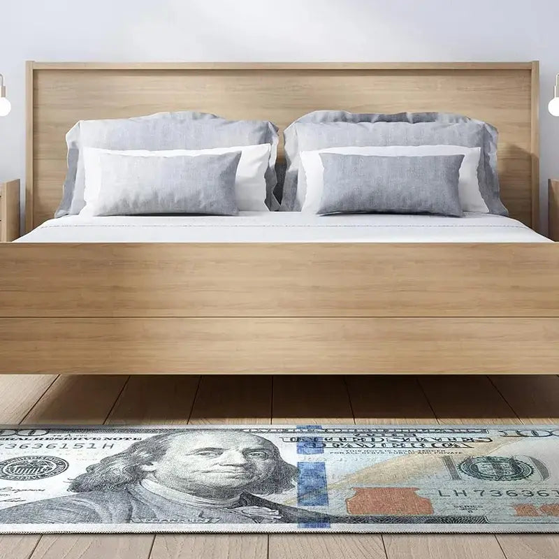 Washable $100 Bill Design Non-Slip Runner Rug