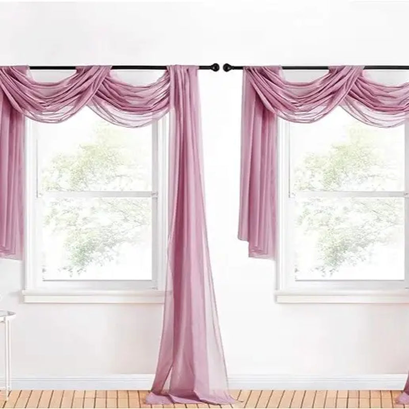 Nicetown 216-Inch Extra Long Sheer Voile Window Scarves - Set of 2 Soft Curtains for Home Decor and Event Styling