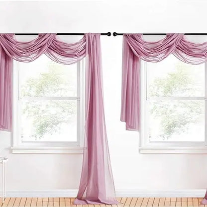 Nicetown 216-Inch Extra Long Sheer Voile Window Scarves - Set of 2 Soft Curtains for Home Decor and Event Styling