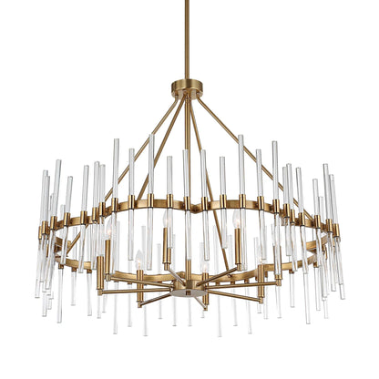 Stick 8 Light Brass Chandelier