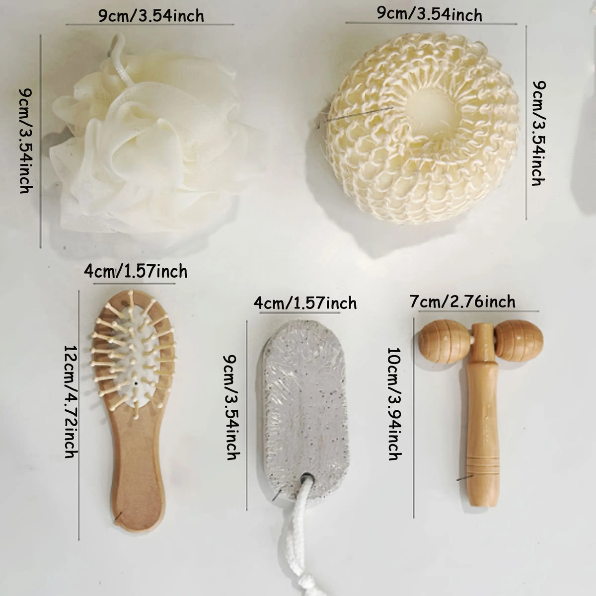 Heart-Shaped 5-Piece Bath Gift Set - Complete Travel Kit with Loofah, Face Brush, Foot Grinder, and Facial Massager