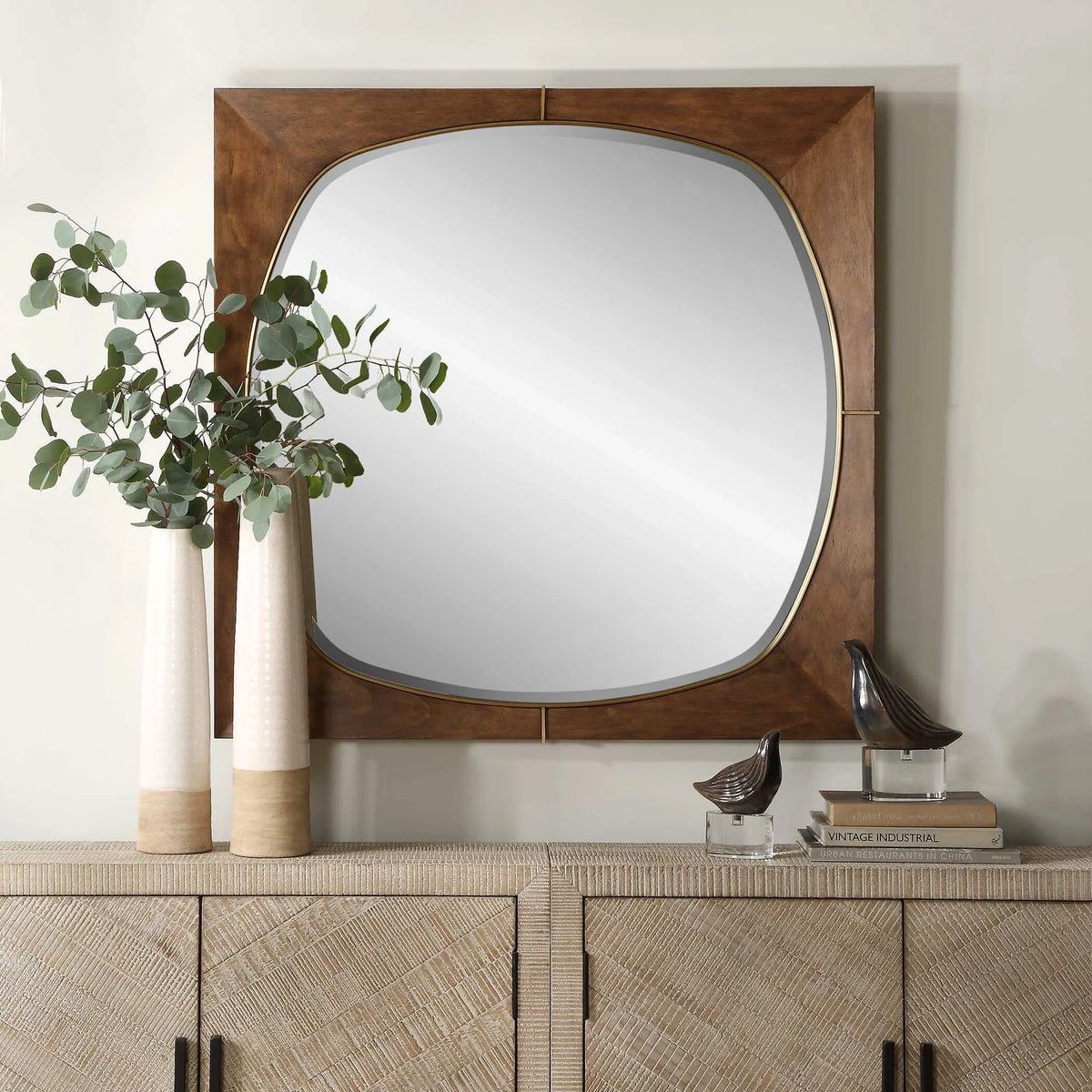Square Walnut Wash Mirror