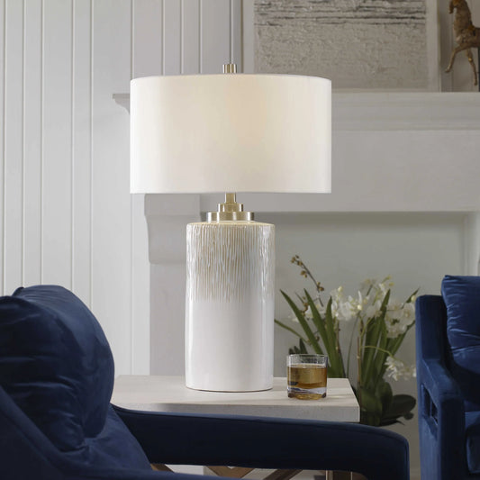 Aged White Ceramic Table Lamp