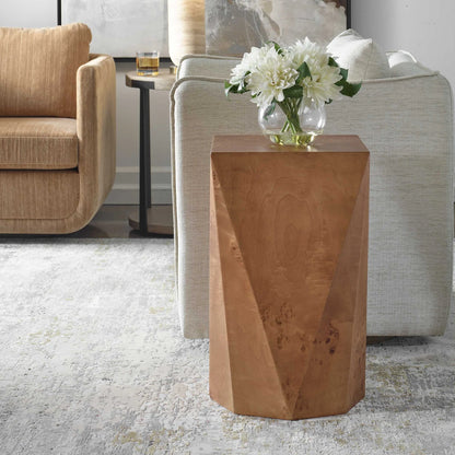 Geometric Burl Accent Table