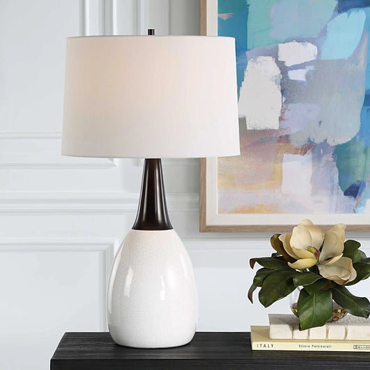 Crackled White Ceramic Table Lamp