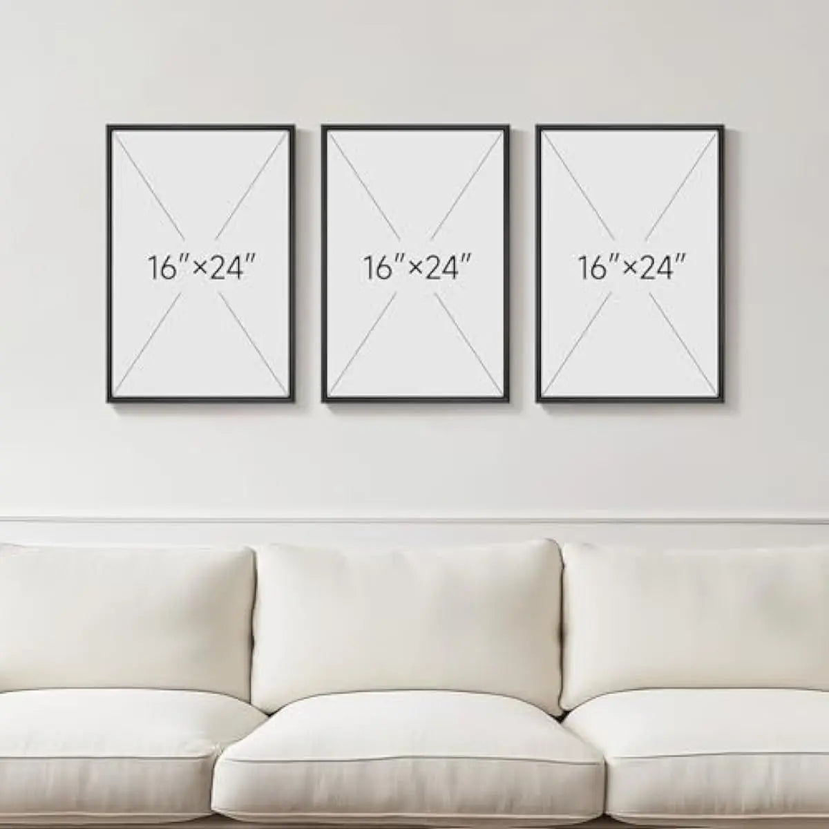 Set of 3 Framed Neutral Abstract Canvas Prints