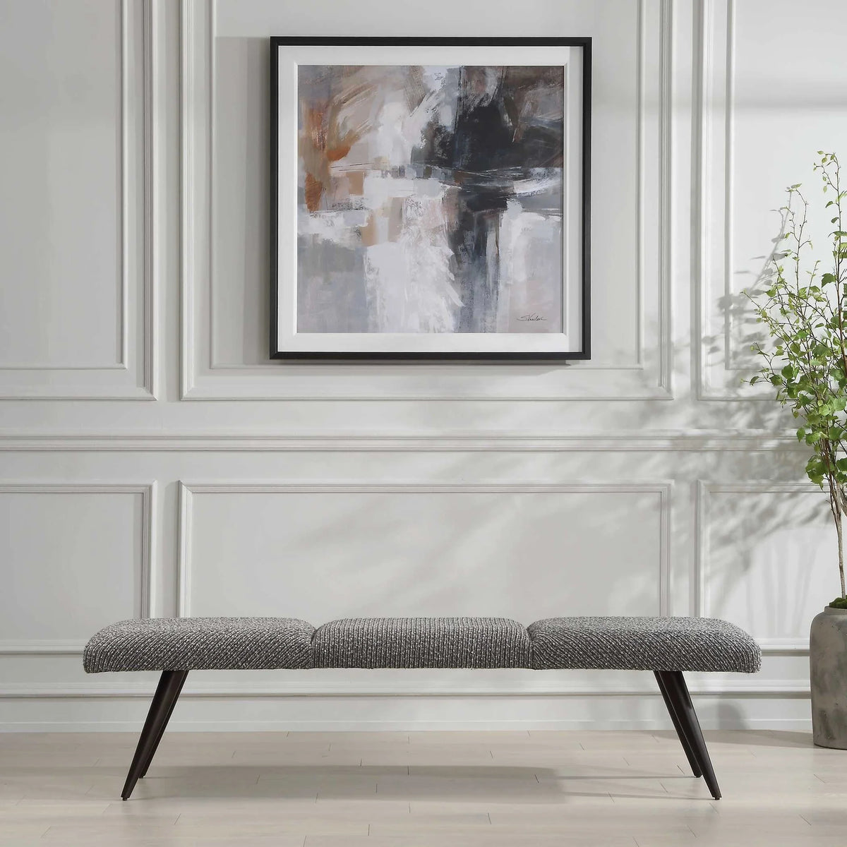 Charcoal Fabric Bench
