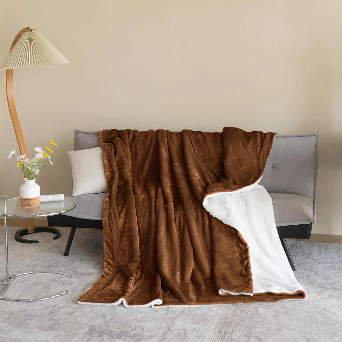 Imperial Homeware Sherpa Fleece Blanket, Dual-Layer 230 GSM Fleece and 180 GSM Sherpa, Warm Lightweight Throw for Bed, Sofa or Travel