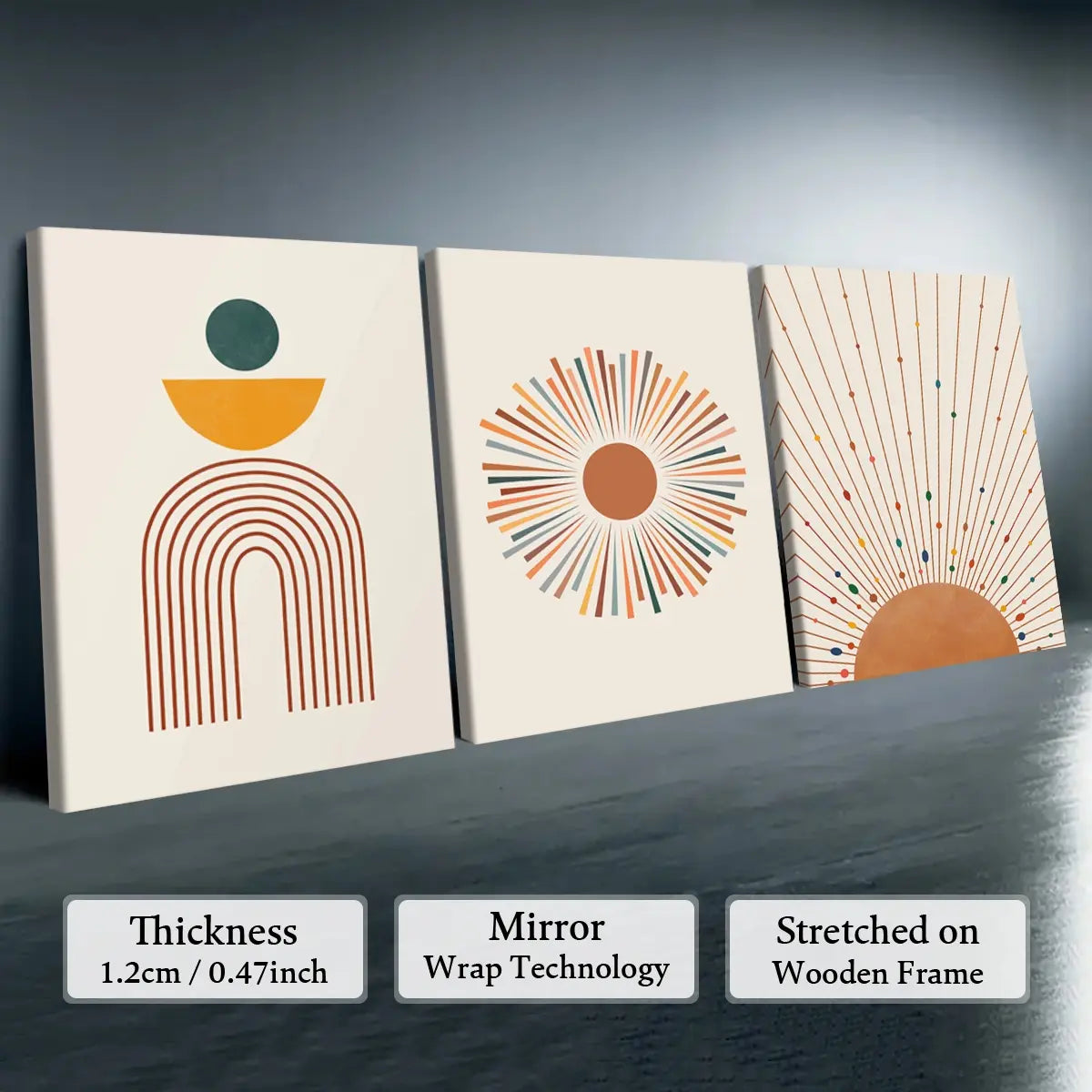 Elevate Your Space with Our 3-Piece Wooden-Frame Canvas Print Set – Stunning Geometric Pattern for Modern Home Decor!