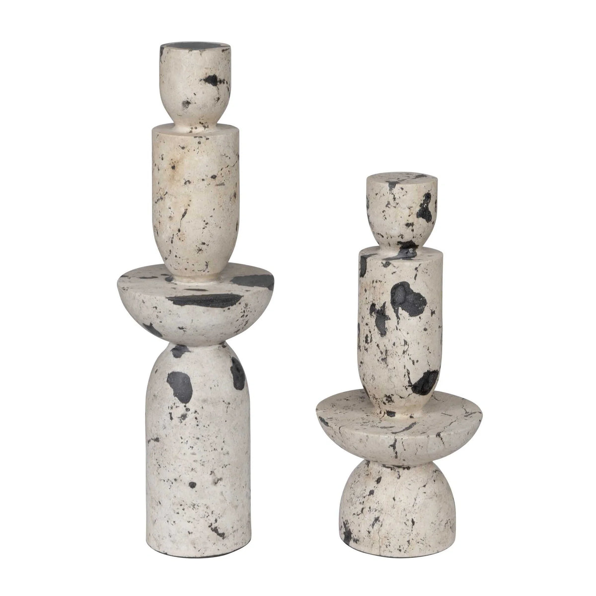 Limestone Tower Sculptures, Set of 2