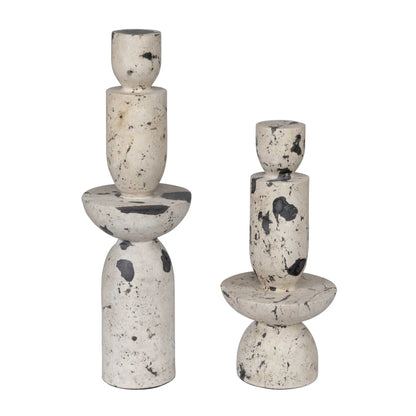 Limestone Tower Sculptures, Set of 2