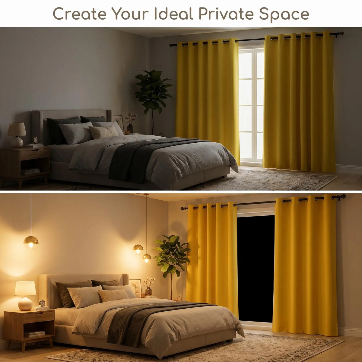 2-Panel Grommet Blackout Curtains - 52"x84" Thermal Insulated Drapes for Light Control and Noise Reduction