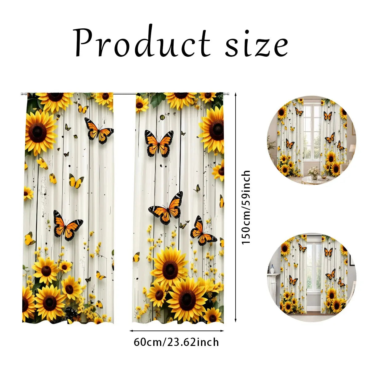 2Pc Sunflower Curtains
